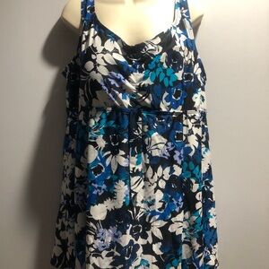 Floral Blue and Black Women's Swim Dress